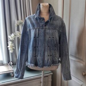 Free People Light Blue Jean Jacket Size S